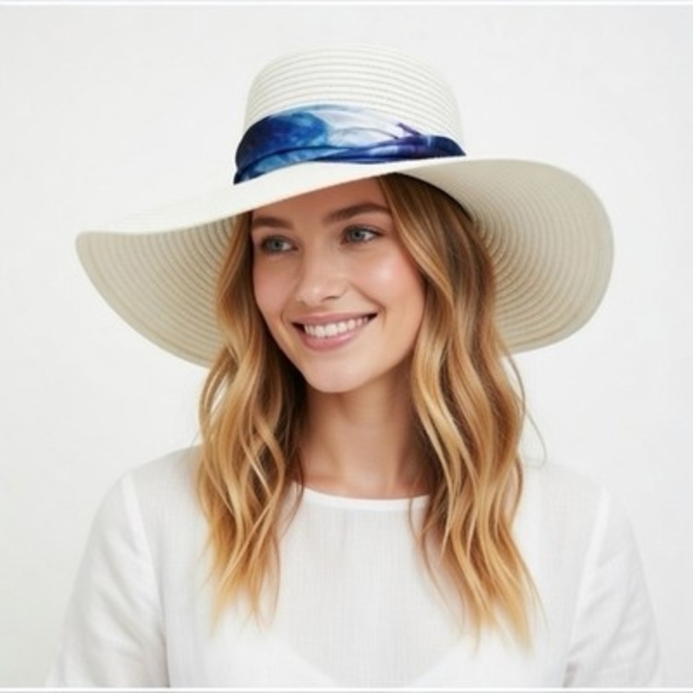 Eugenia Kim Cassidy Satin Trim Fedora Sun Hat Hemp Blend White Womens One Size